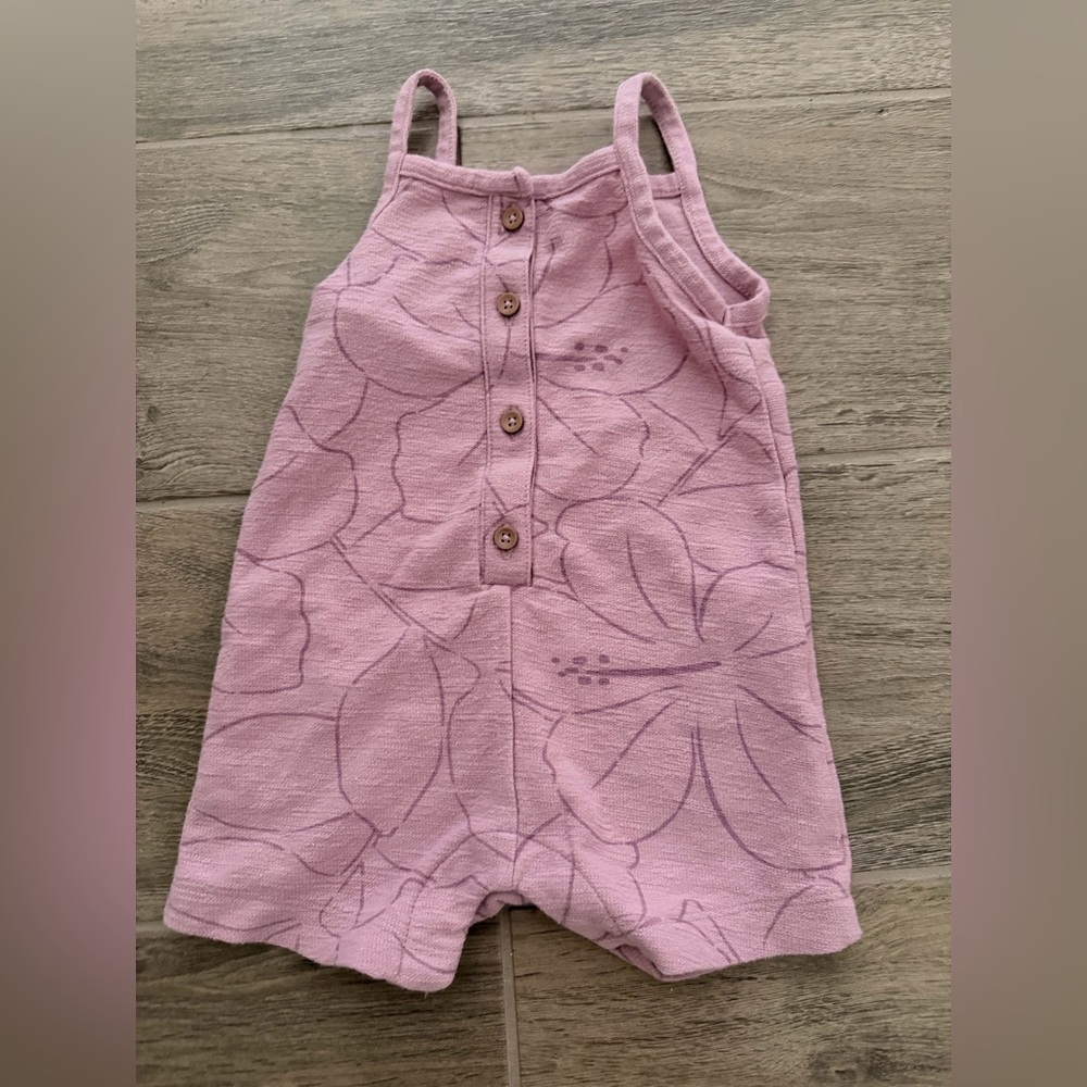 Carter's Lilac Floral Button-Front Knit Romper